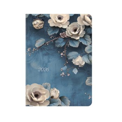 Naptár, tervező, B6, napi, TOPTIMER, "Joy", fehér rózsa