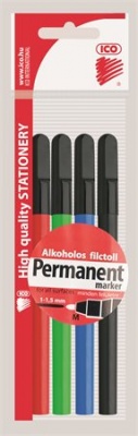 Alkoholos marker készlet, OHP, 1 mm, M, ICO, 4 különböző szín