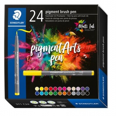 Ecsetirón készlet, STAEDTLER "Pigment brush 371", 24 különböző szín